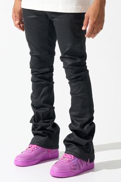 ''Caviar'' Wax Stacked Jeans