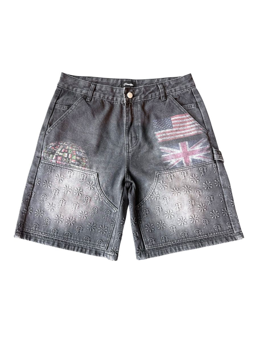 Embossed Denim Shorts