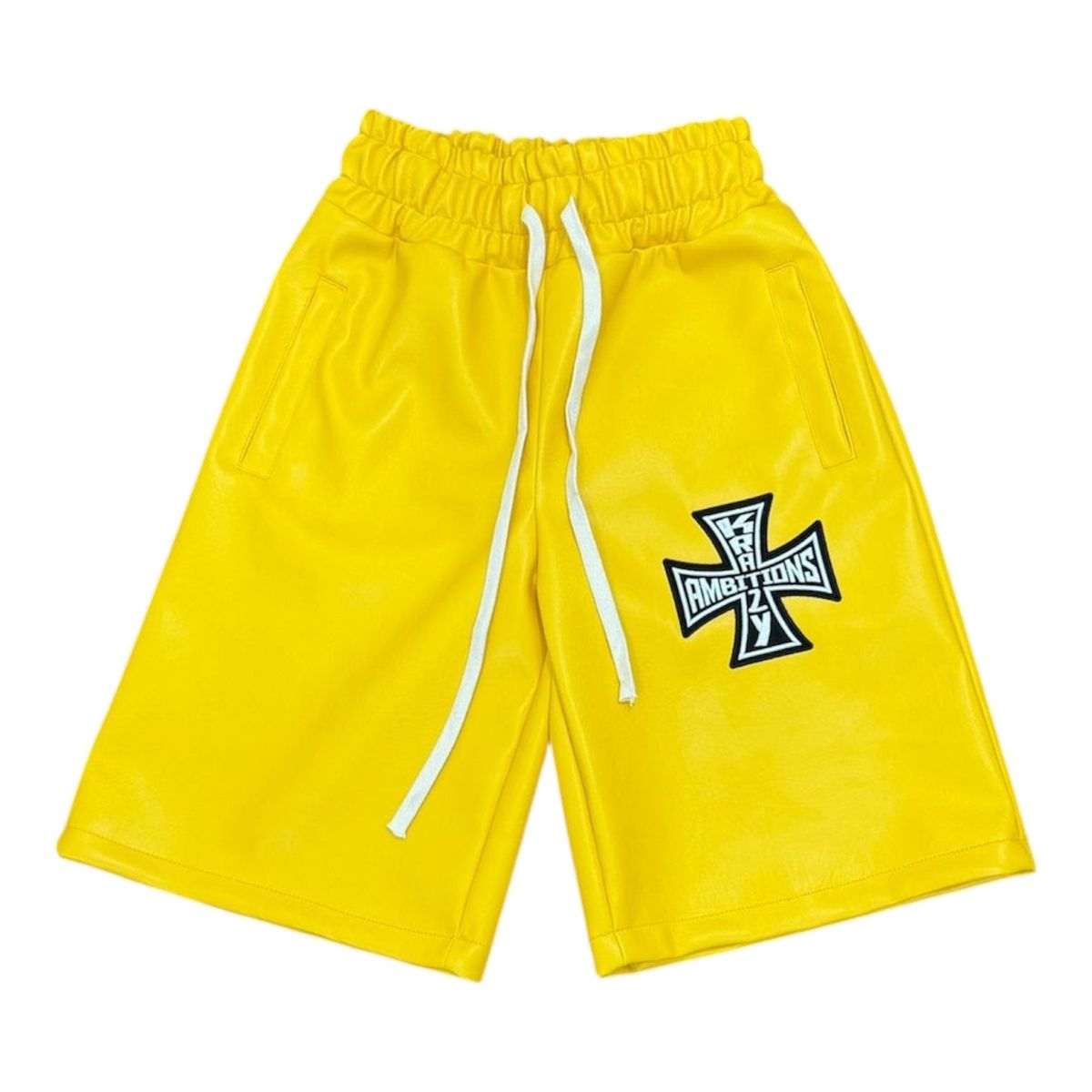 Yellow Leather Shorts