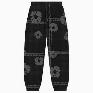 PLAID WREATH SWEATPANTS/BLK