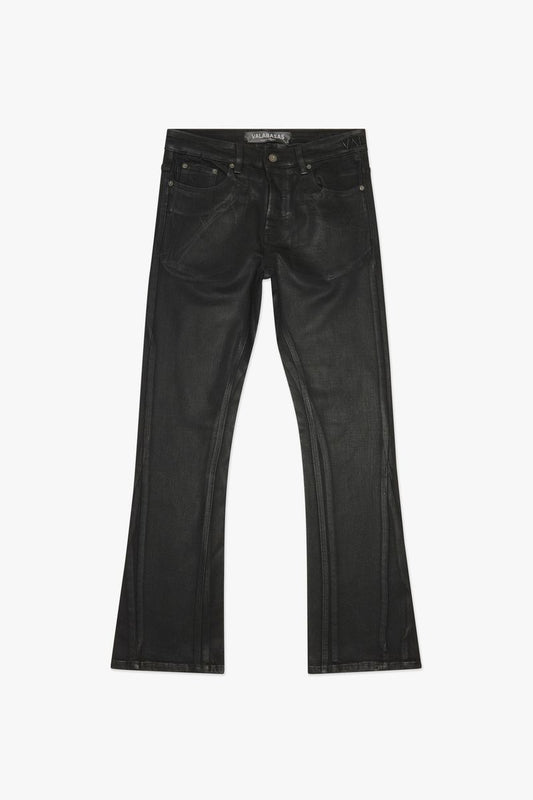 Mr.Stacked-Black wash waxed Jeans