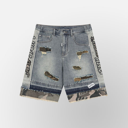 Camo Denim Short-Blue