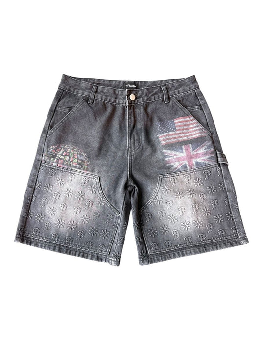 Embossed Denim Shorts