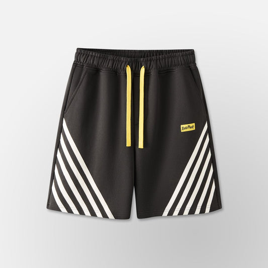 Relax Striped Shorts-BLACK