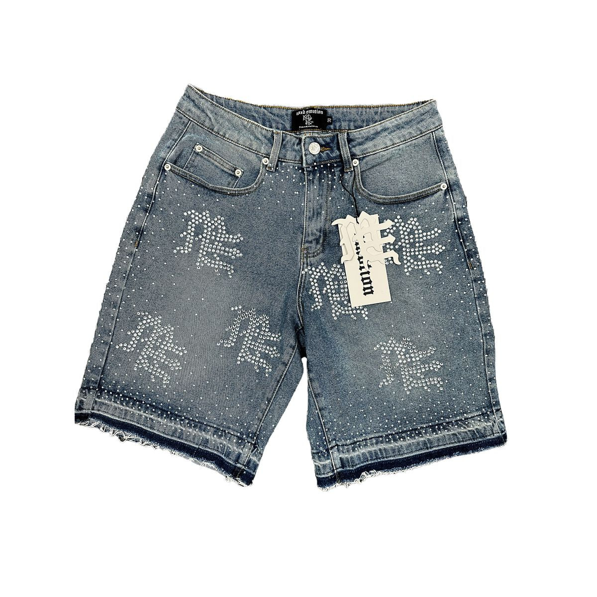 'ME' Rhinestone Blue Denim Shorts