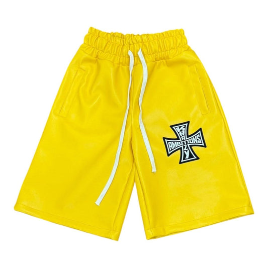 Yellow Leather Shorts
