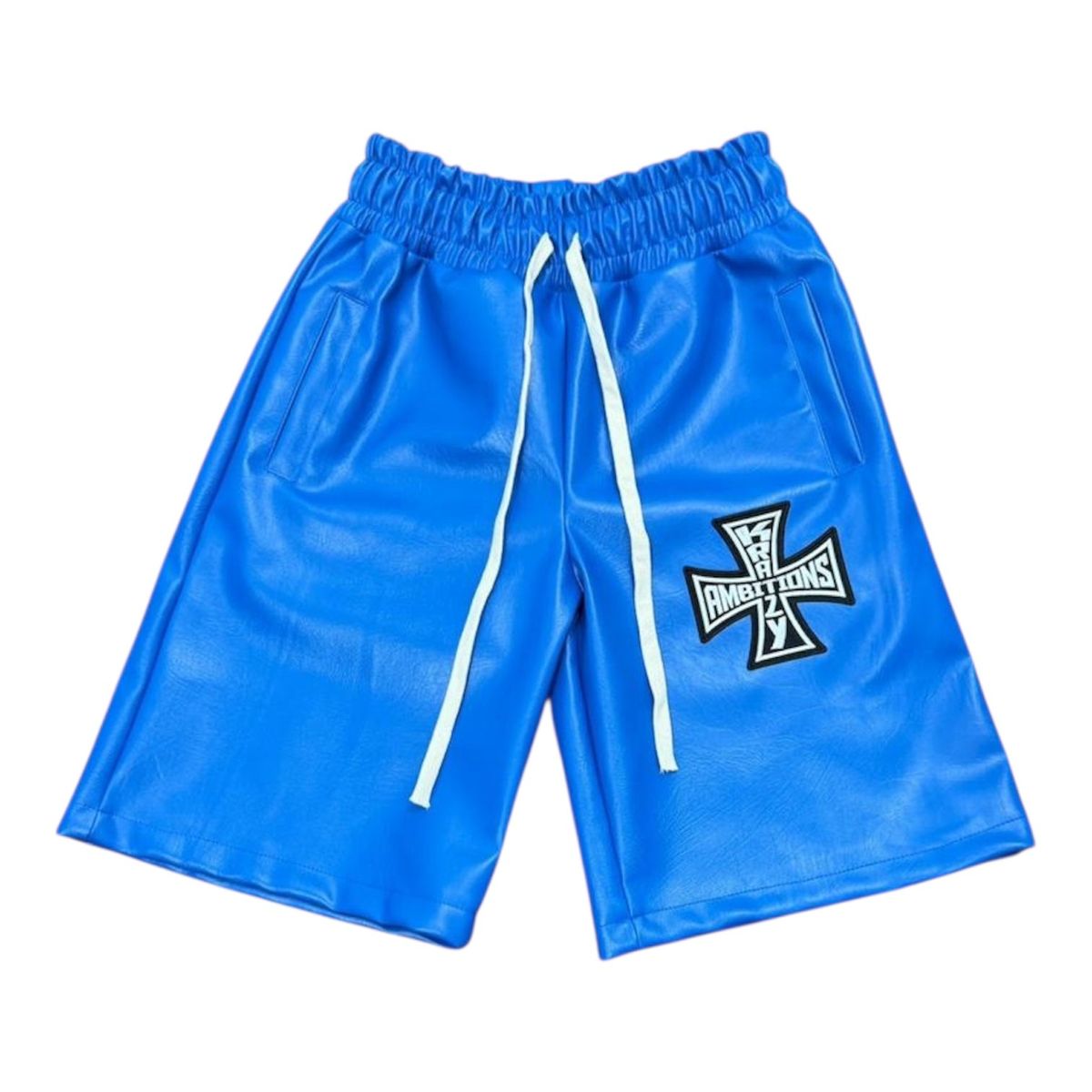 Blue Leather Shorts