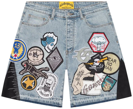 Patchwork Jorts-BLU