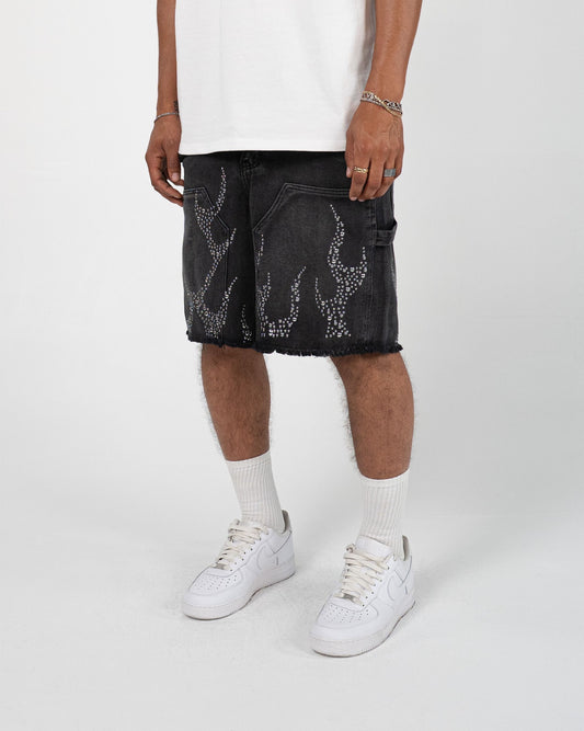 METAL FLAME JORTS BLK