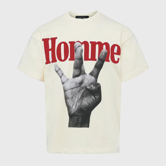 Twisted Fingers Tee Cream/Red