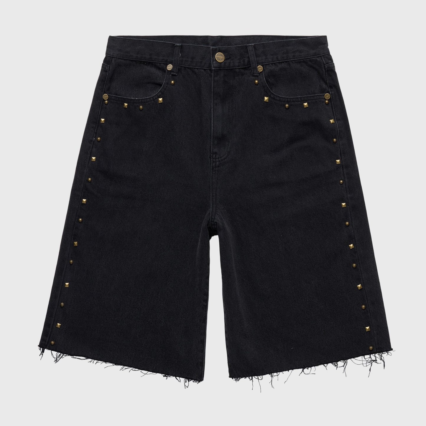 Studded Denim Shorts/BLK