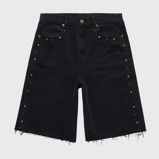 Studded Denim Shorts/BLK
