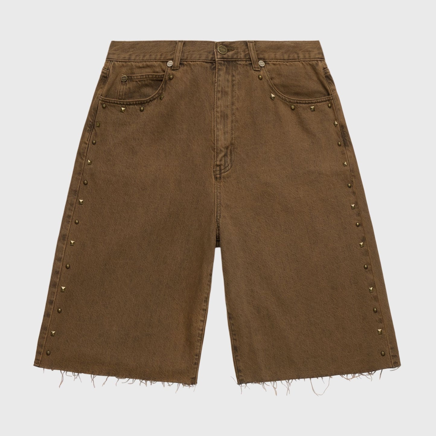 Studded Denim Shorts/ BRN