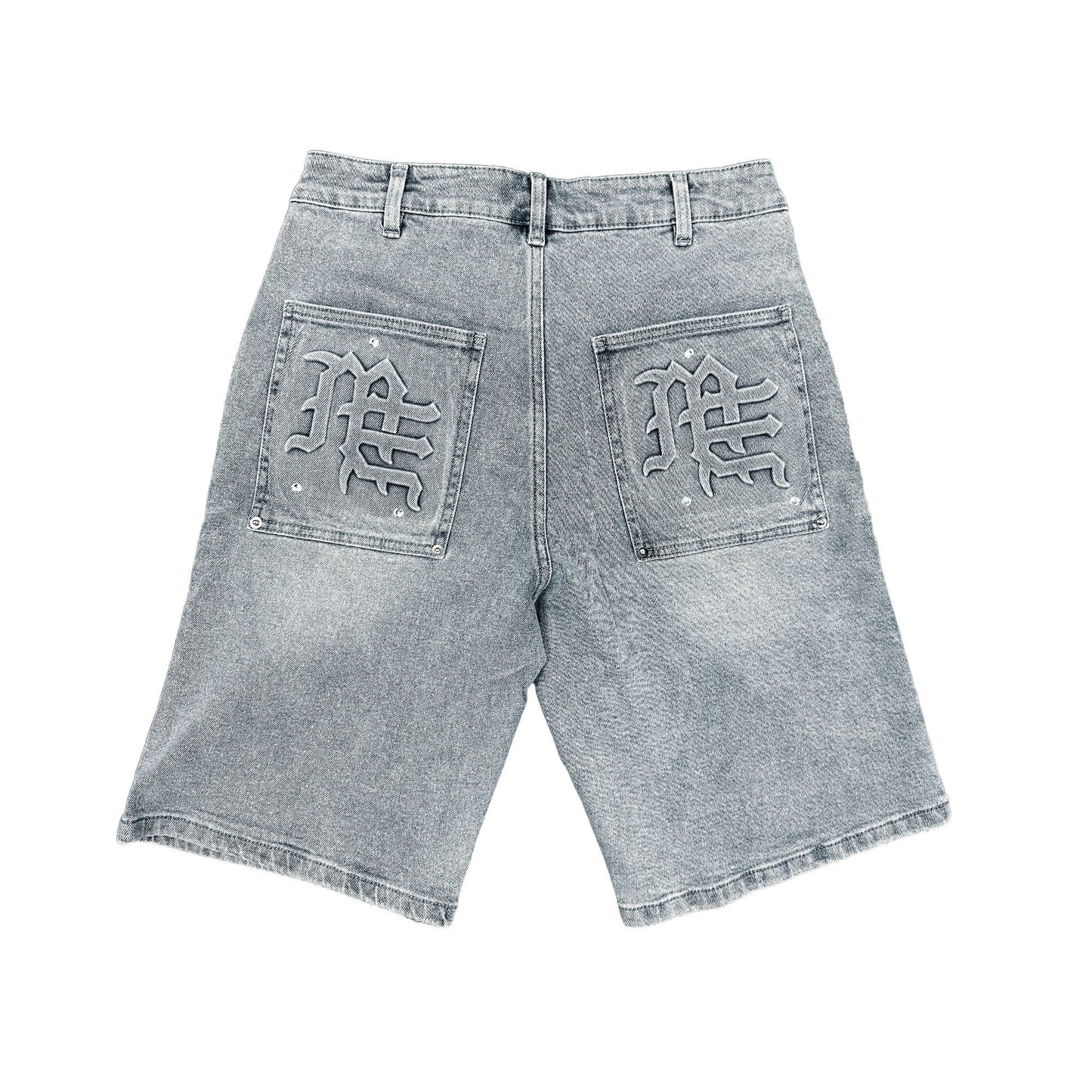 'Paisley' Denim Blue Shorts