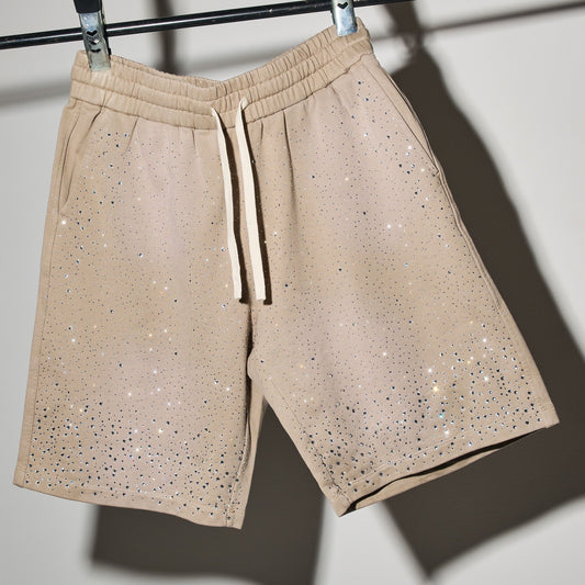 ''ENLIGHTEN'' BEIGE STONE SWEAT SHORT