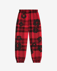 PLAID WREATH SWEATPANTS/RED